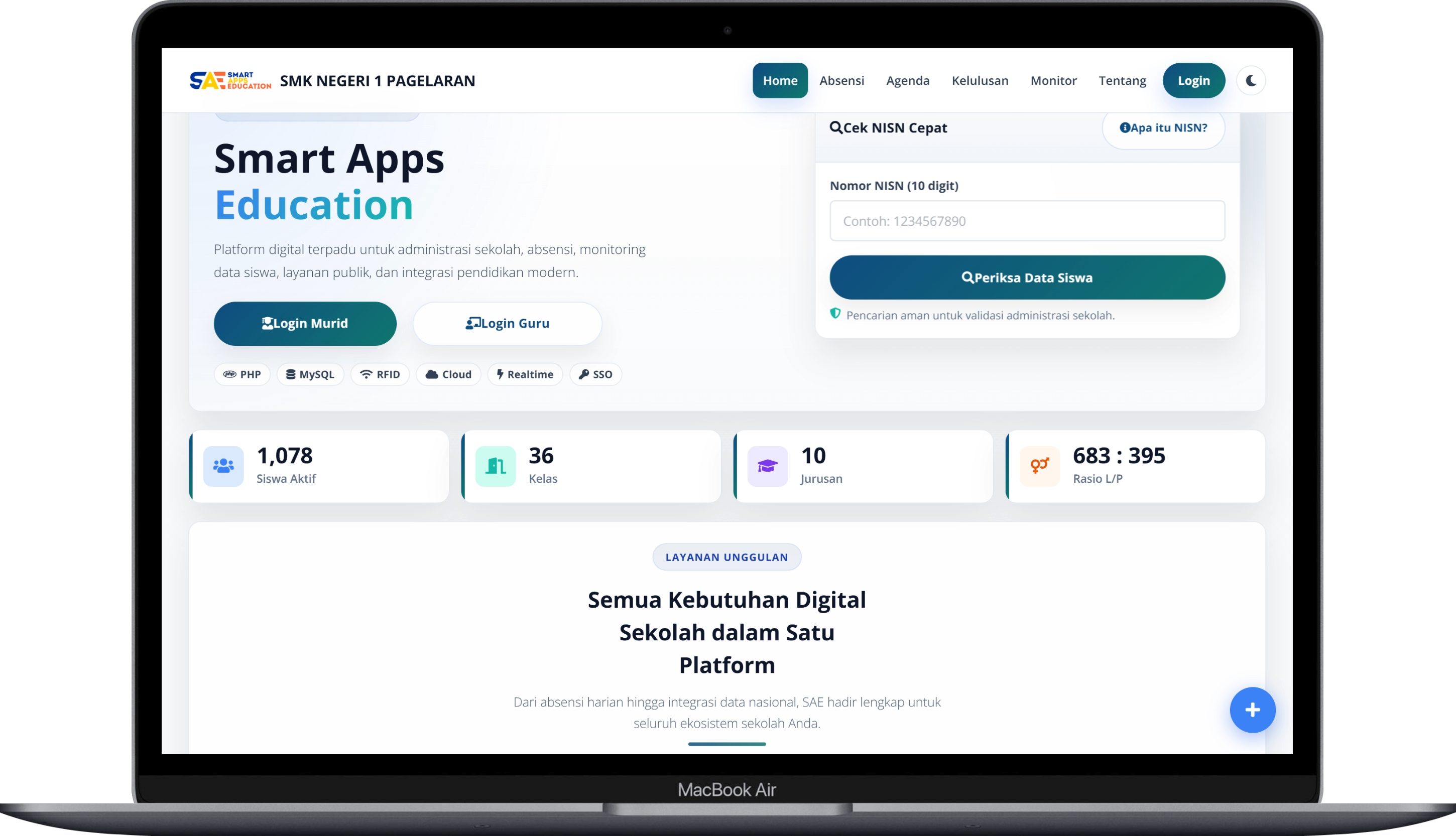 Tampilan SAE di Mac